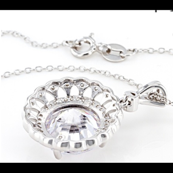 White Cubic Zirconia Rhodium Over Sterling Silver Pendant With Chain 10.77ctw - Picture 4 of 6